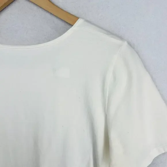 EILEEN FISHER Top XL Stretch Organic Cotton Jersey Round Neck Off White USA - Picture 7 of 12